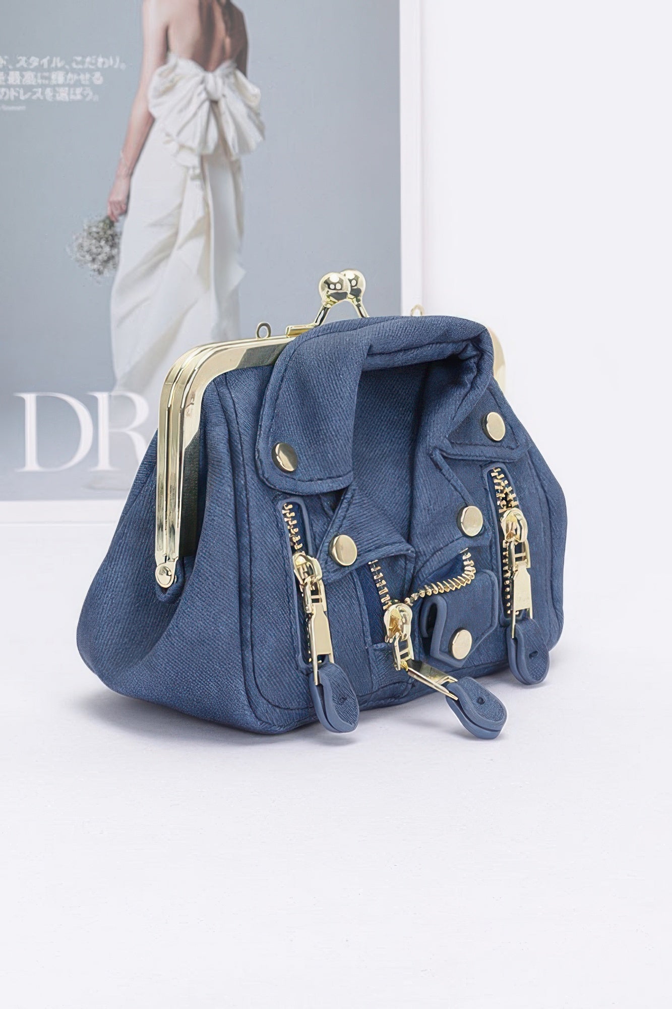 Faux Denim Leather Jacket Style Crossbody Bag - Flip Flop Dynasty