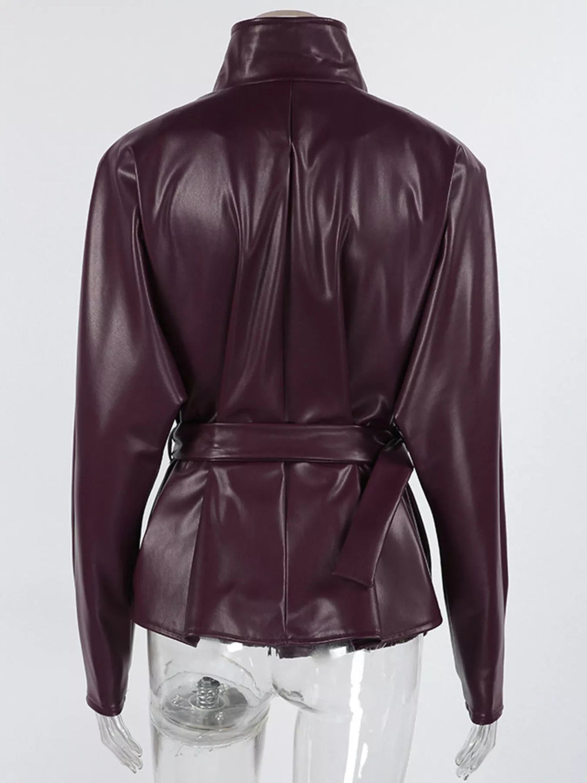 Faux Leather Belted Jacket - Flip Flop Dynasty