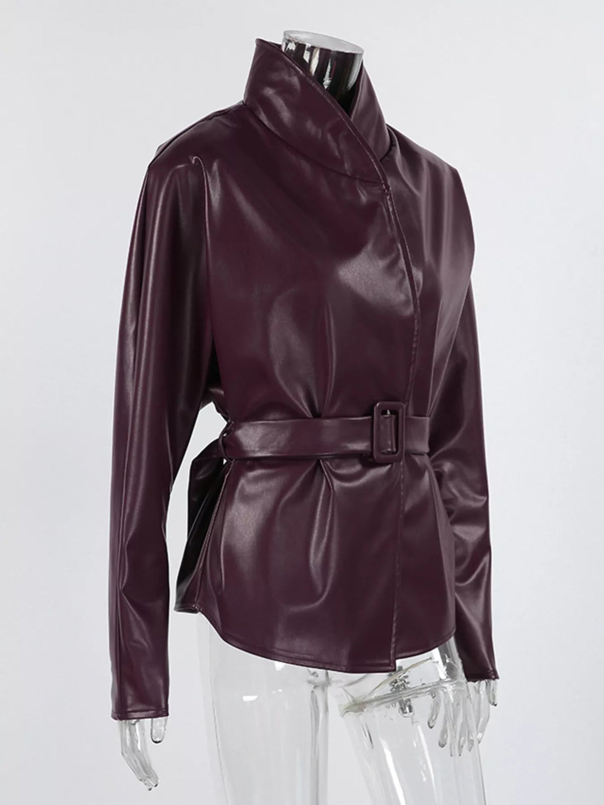 Faux Leather Belted Jacket - Flip Flop Dynasty
