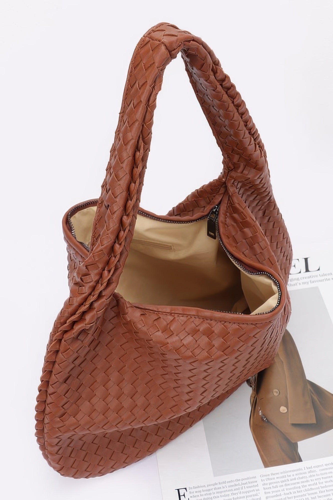Faux Leather Braided Shoulder Bag - Flip Flop Dynasty