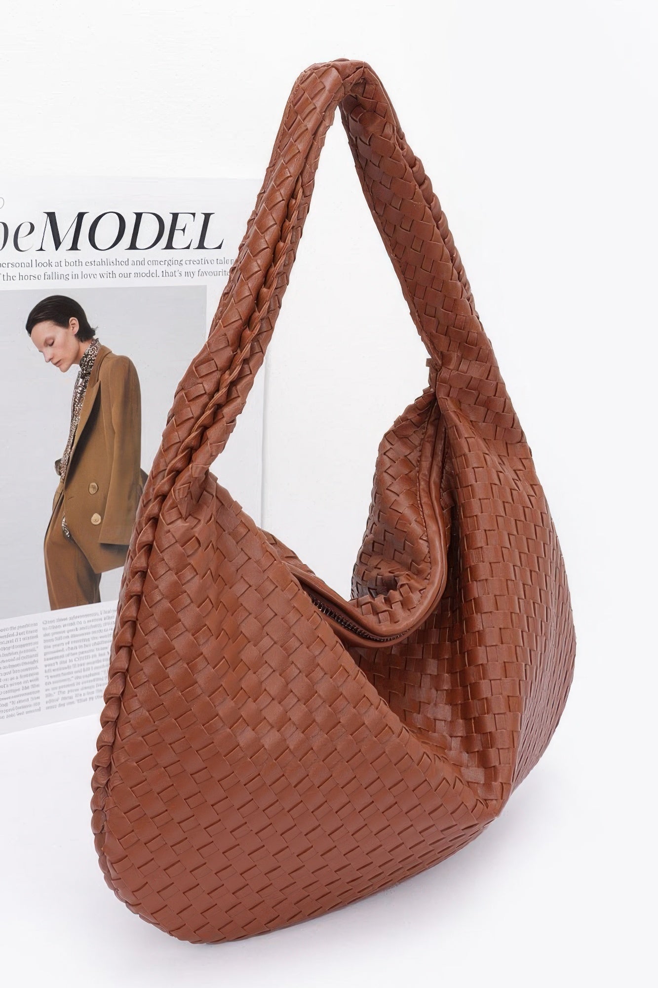 Faux Leather Braided Shoulder Bag - Flip Flop Dynasty