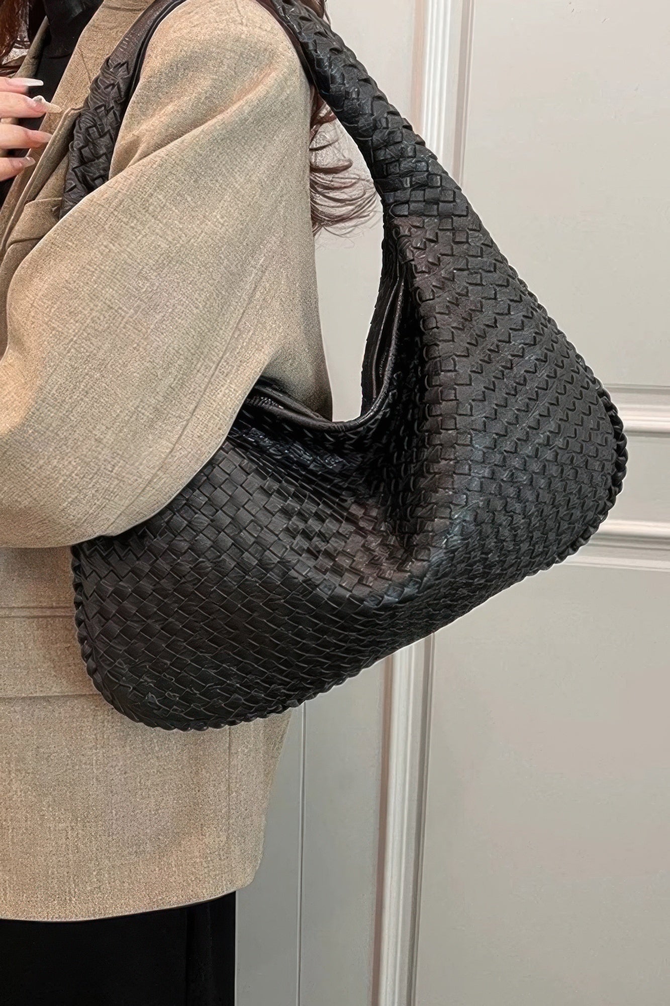 Faux Leather Braided Shoulder Bag - Flip Flop Dynasty