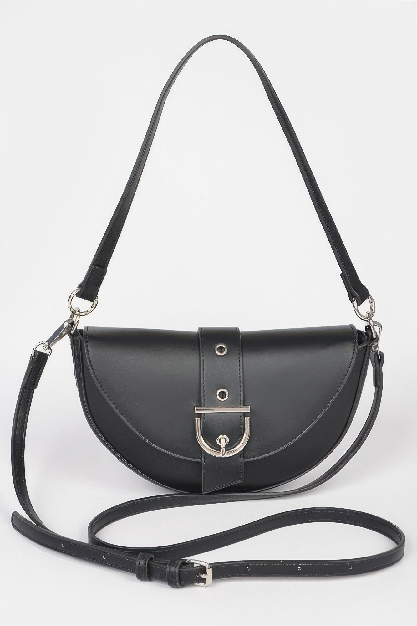 Faux Leather Buckle Shoulder Bag - Flip Flop Dynasty