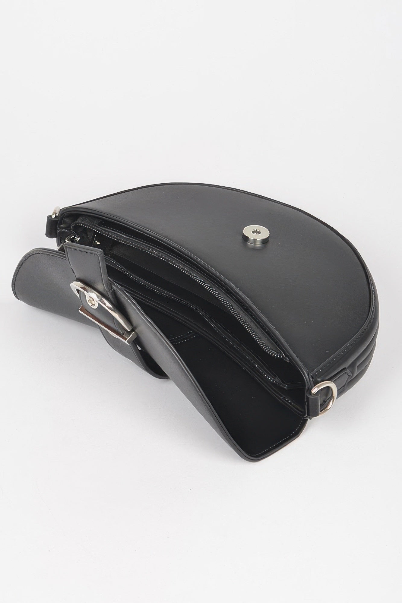 Faux Leather Buckle Shoulder Bag - Flip Flop Dynasty