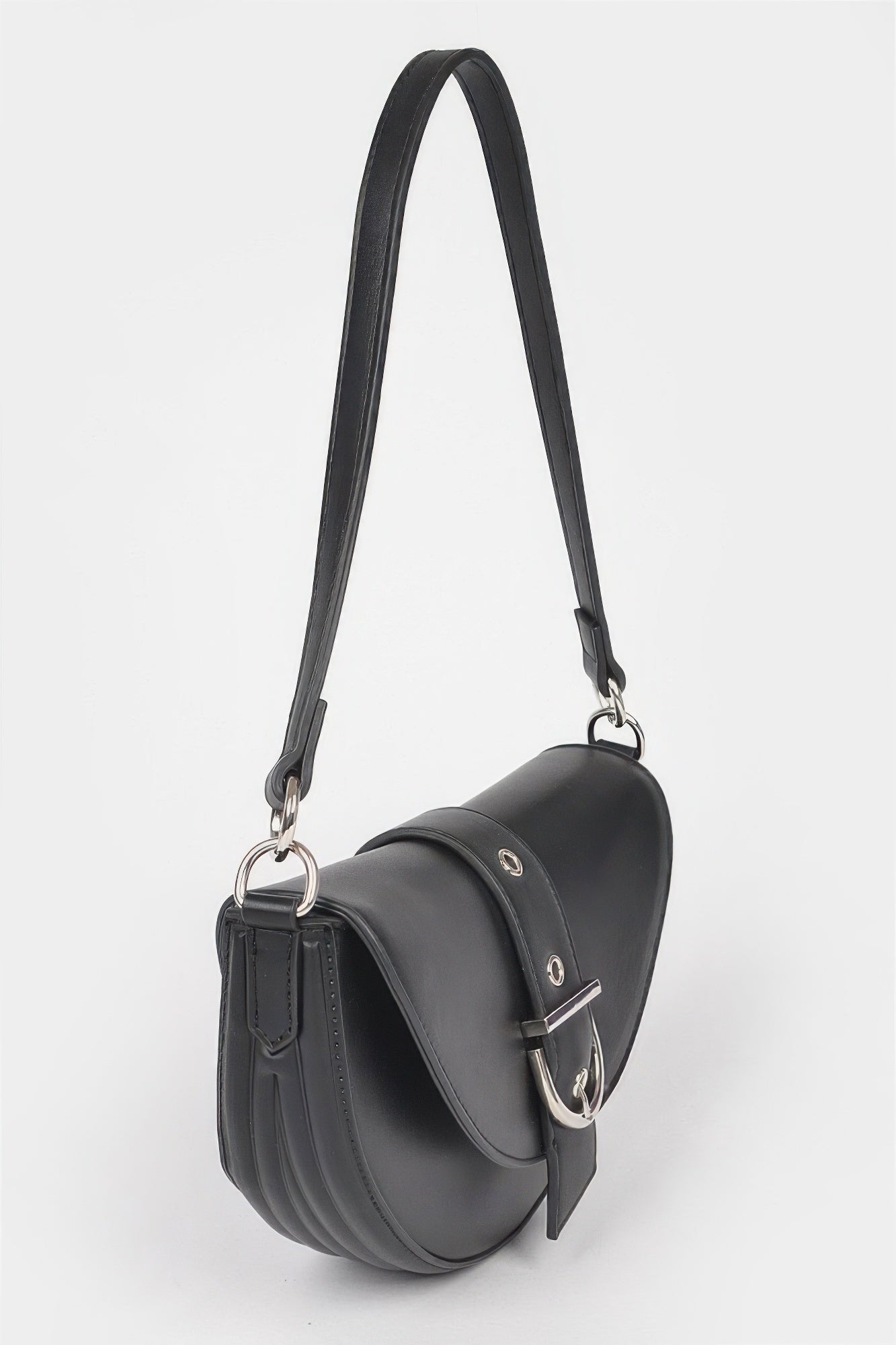 Faux Leather Buckle Shoulder Bag - Flip Flop Dynasty