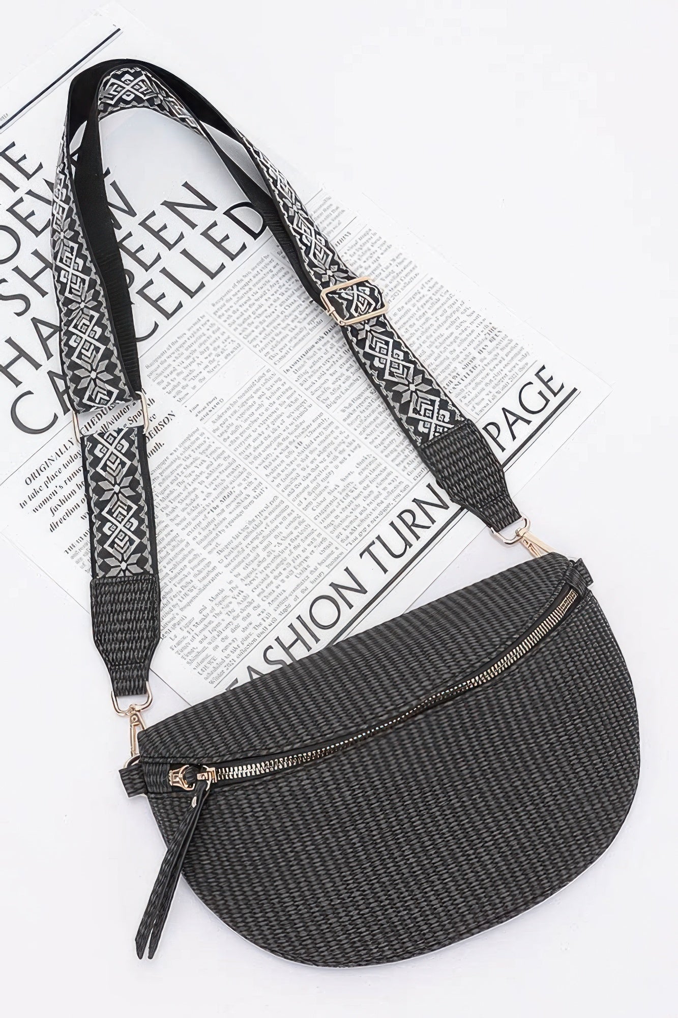 Faux Leather Fanny Pack W/ Multi Color Strap - Flip Flop Dynasty