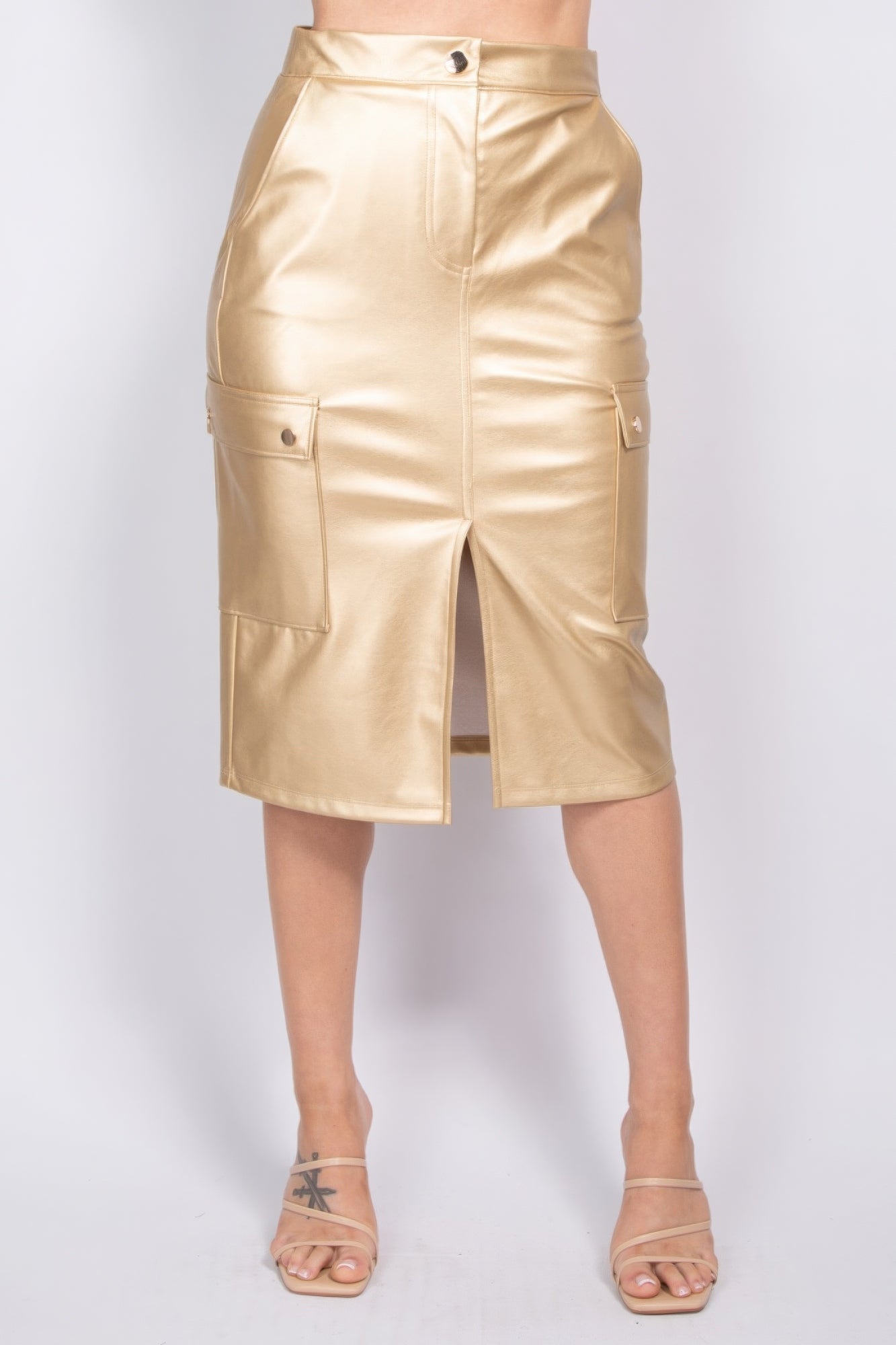 Faux Leather High - rise Cargo Skirt - Flip Flop Dynasty