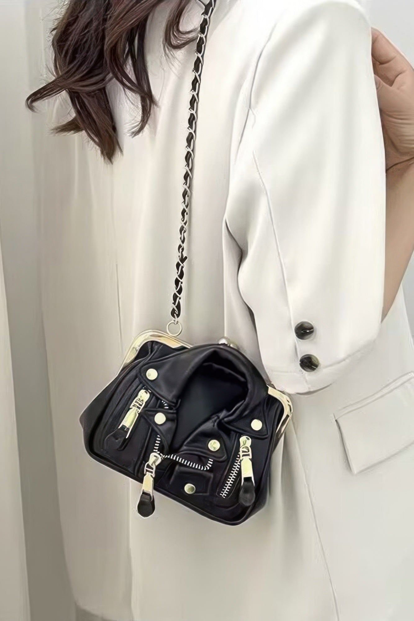 Faux Leather Jacket Style Crossbody Bag - Flip Flop Dynasty