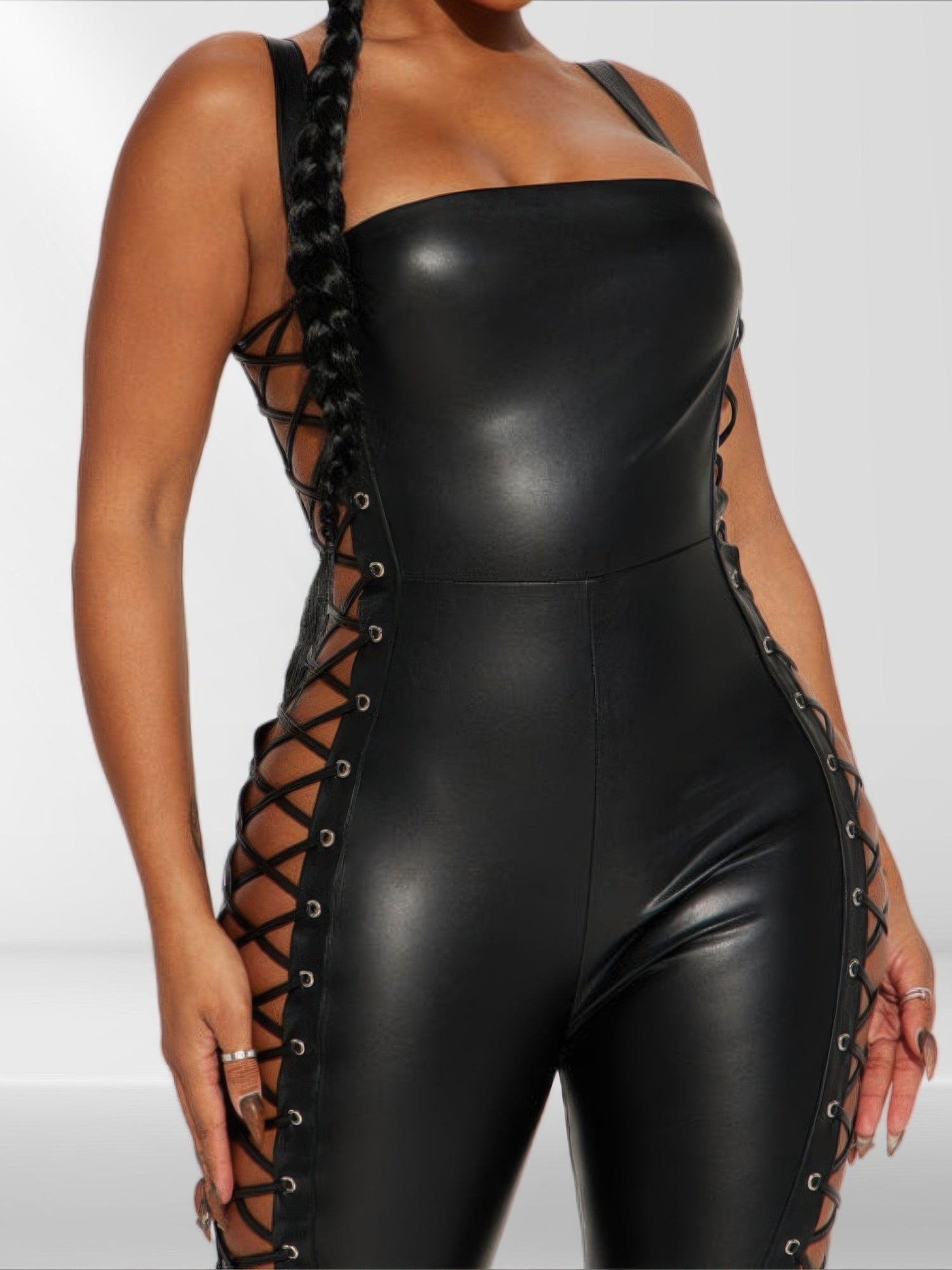 Faux Leather Jumpsuit - Flip Flop Dynasty