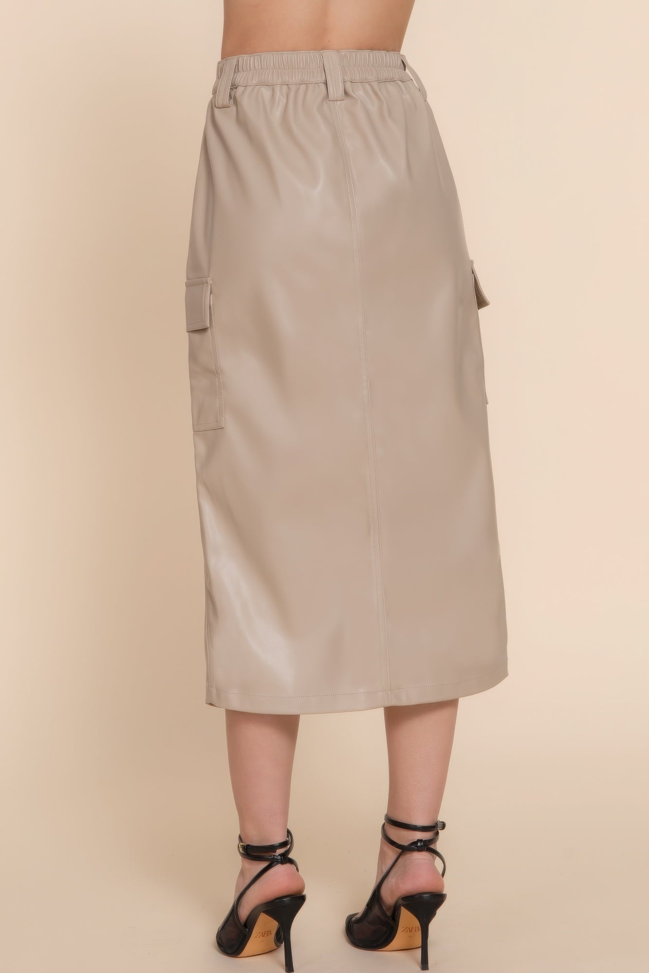 Faux Leather Midi Cargo Skirt - Flip Flop Dynasty