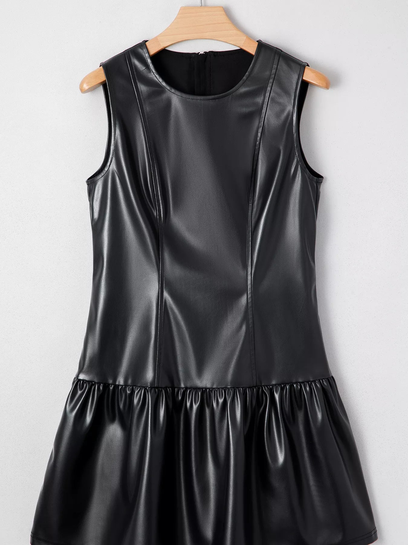 Faux Leather Ruffle Hem Sleeveless Mini Dress - Flip Flop Dynasty