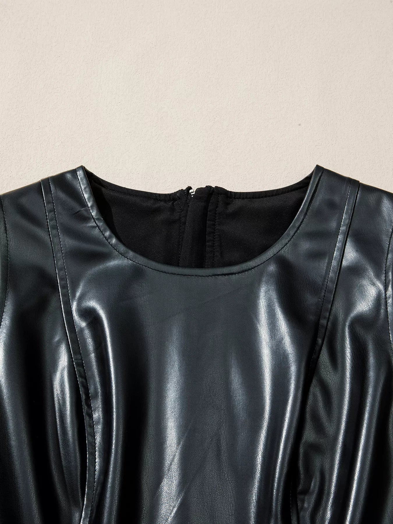 Faux Leather Ruffle Hem Sleeveless Mini Dress - Flip Flop Dynasty