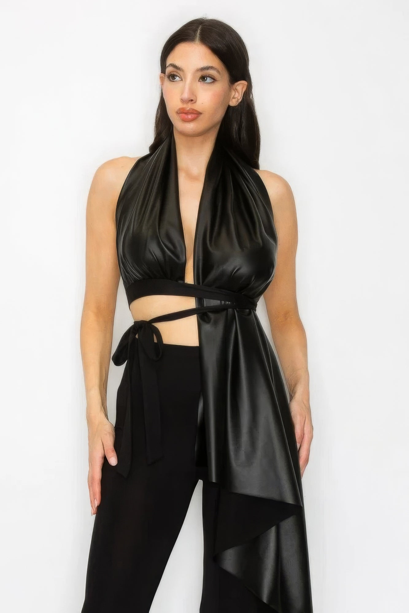 Faux Leather Top Pants Set - Flip Flop Dynasty
