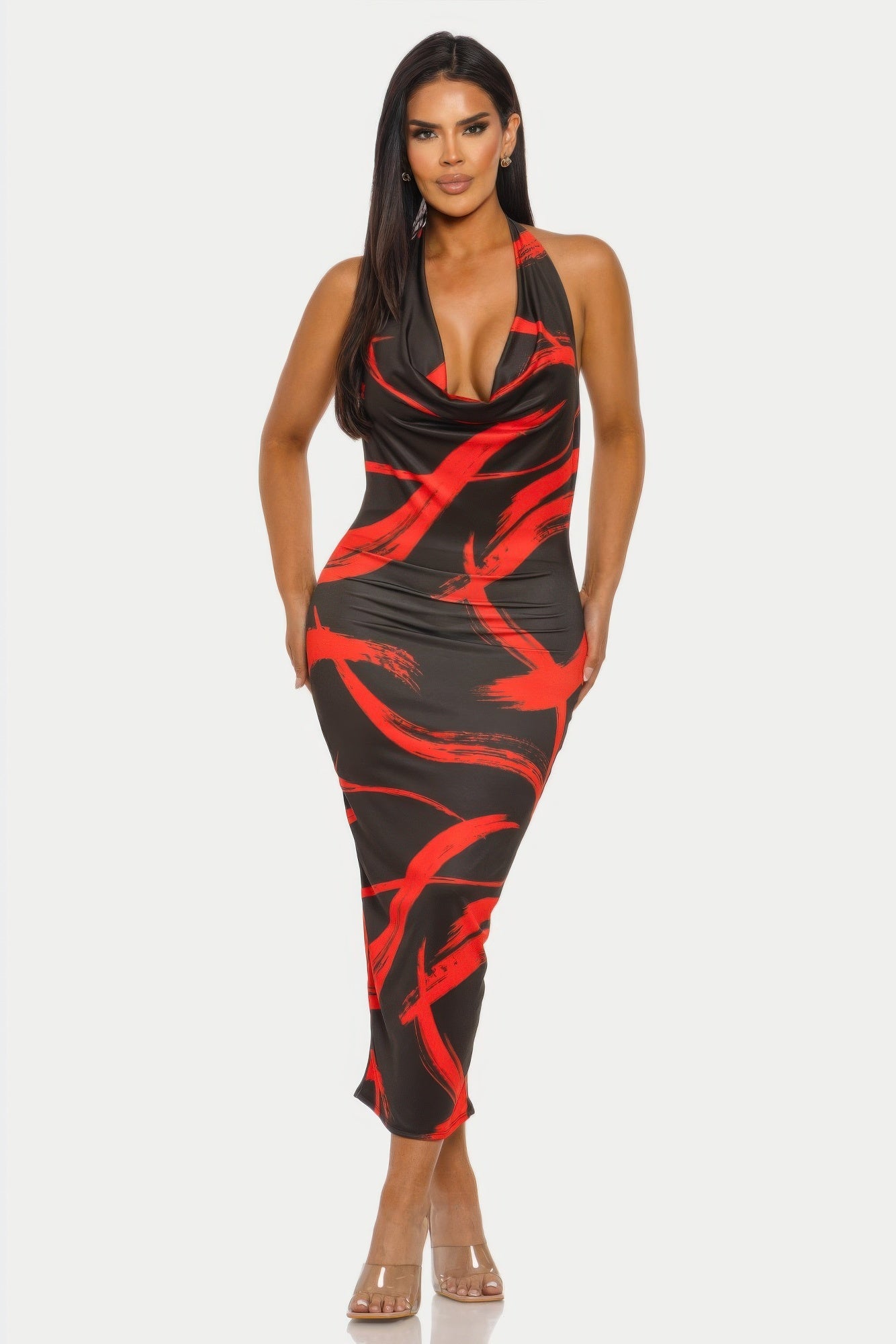 Fierce Stroke Halter Midi Dress - Flip Flop Dynasty