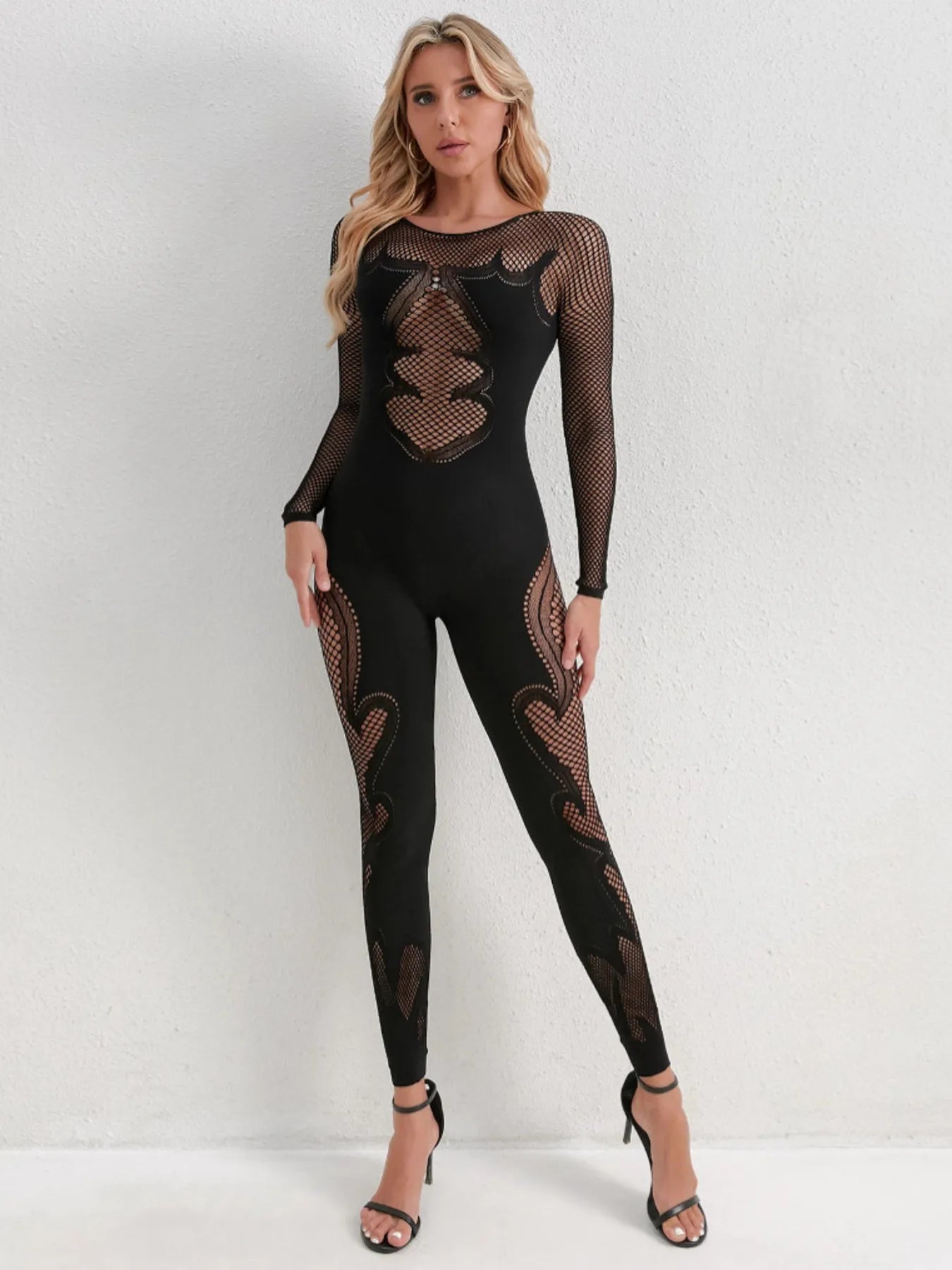 Fishing Net Sheer Long Sleeve Jumpsuit - Flip Flop Dynasty