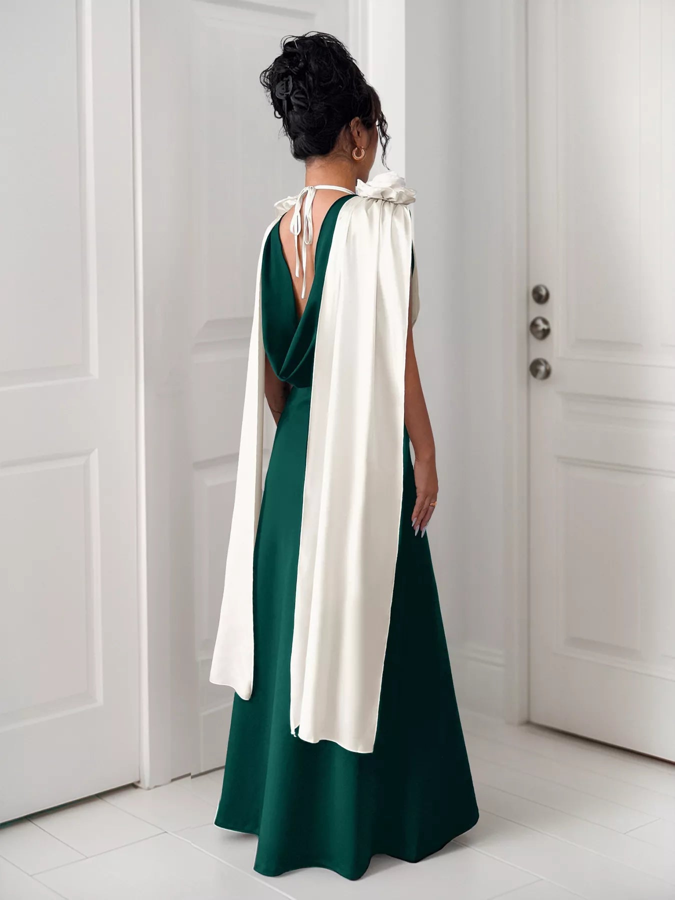 Floral Applique Two Tone Maxi Dress - Flip Flop Dynasty