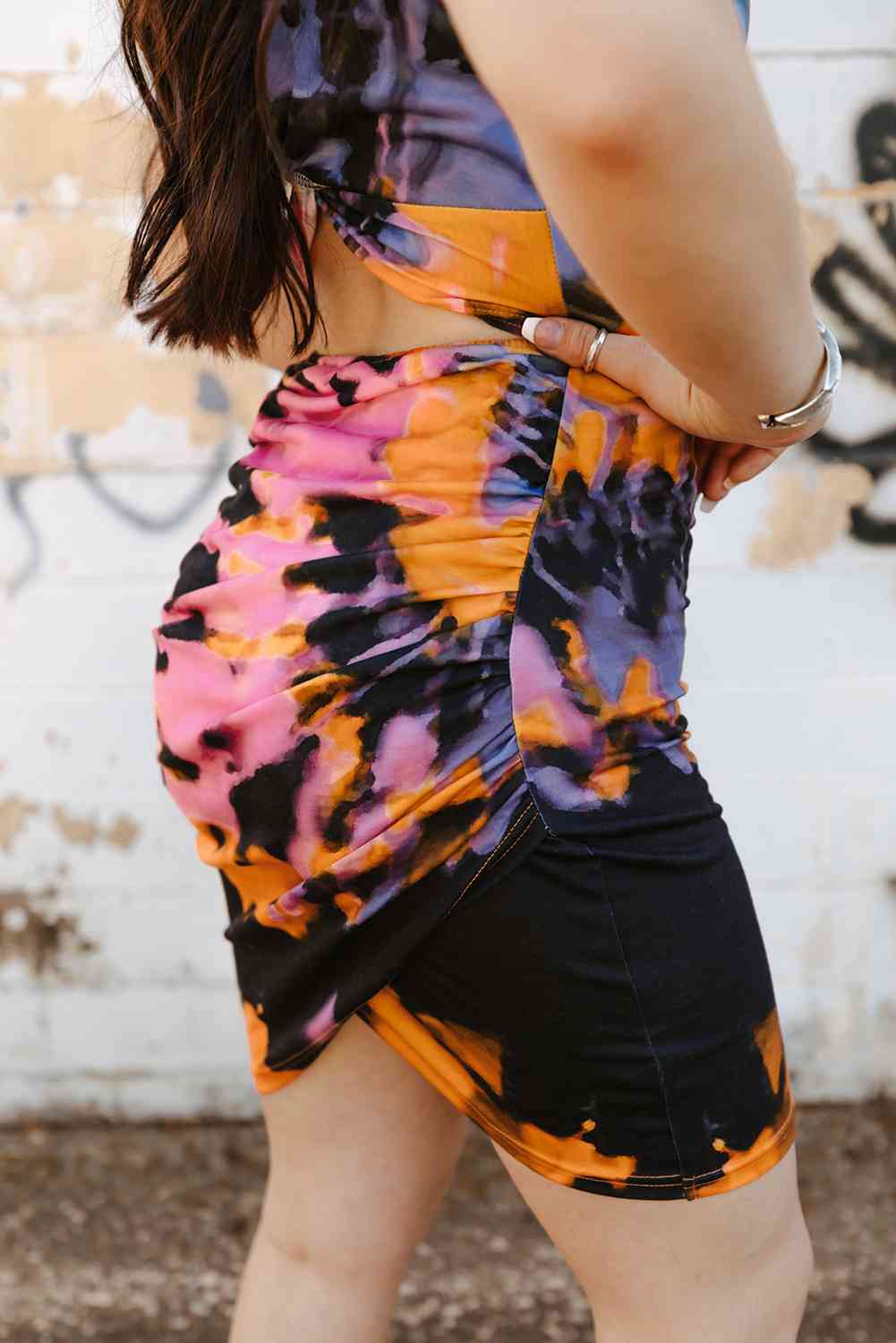 Floral Cutout Ruched Twist Front Dress - Flip Flop Dynasty