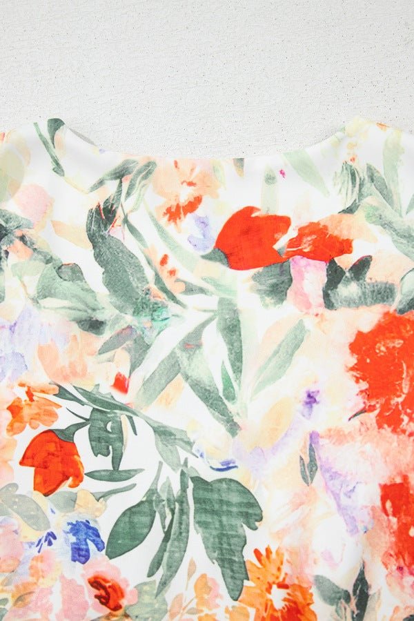Floral Double Ruffle Sleeve V Neck Mini Dress - Flip Flop Dynasty