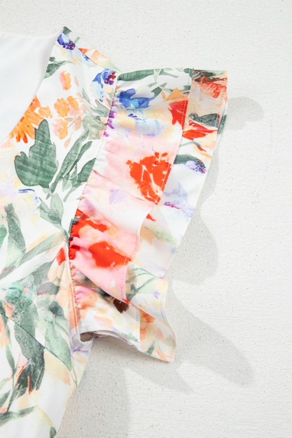 Floral Double Ruffle Sleeve V Neck Mini Dress - Flip Flop Dynasty