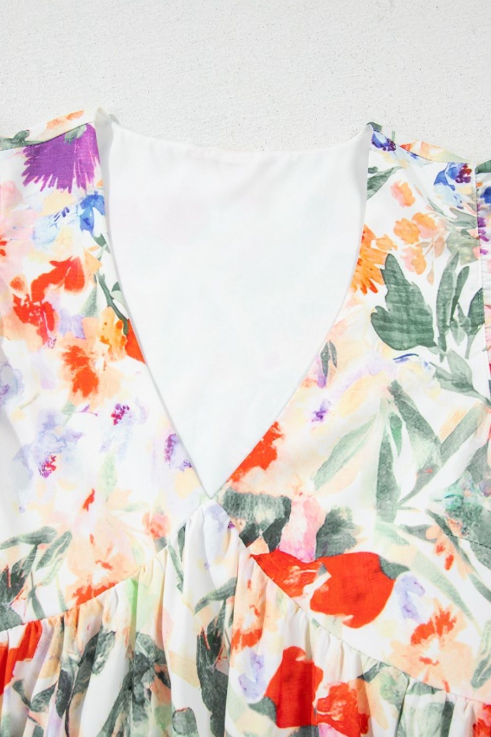 Floral Double Ruffle Sleeve V Neck Mini Dress - Flip Flop Dynasty