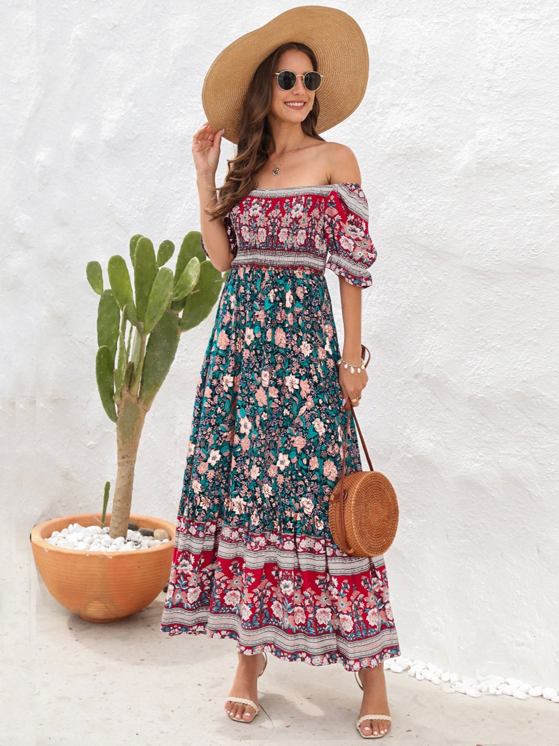 Floral Flounce Sleeve Midi Dress - Flip Flop Dynasty