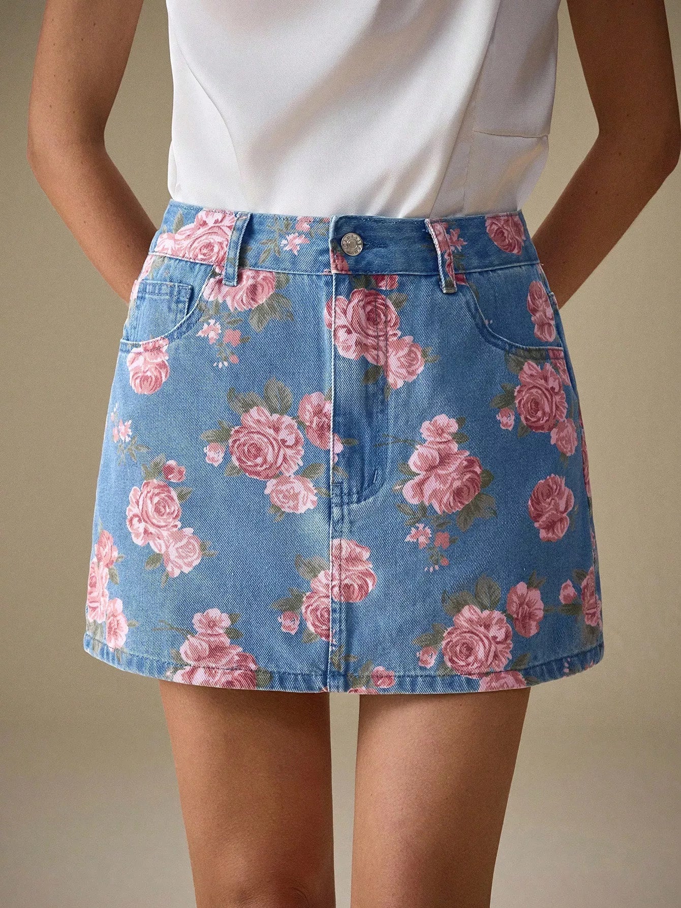 Floral Print Denim Skirt - Flip Flop Dynasty