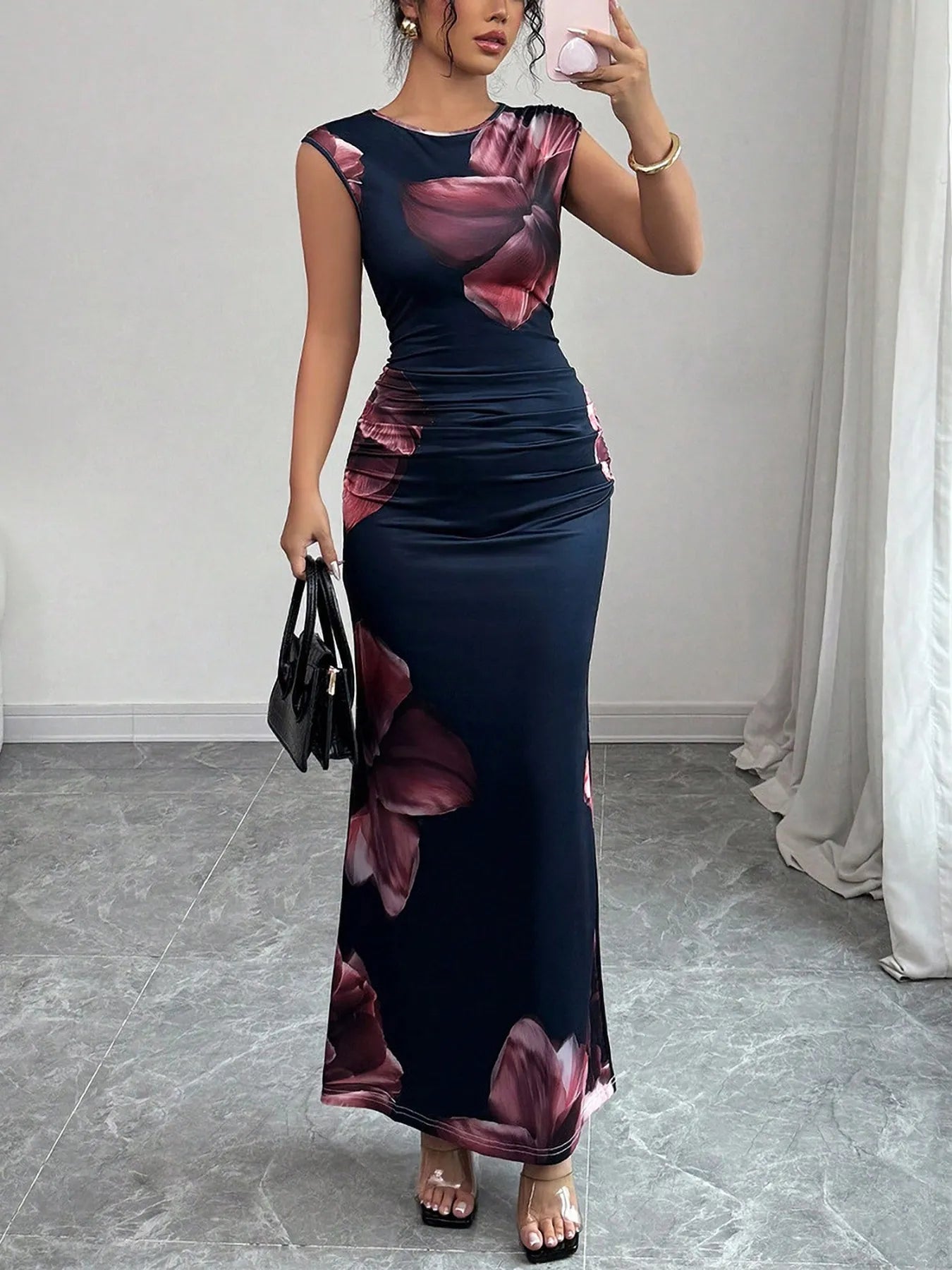 Floral Print Sleeveless Bodycon Maxi Dress - Flip Flop Dynasty