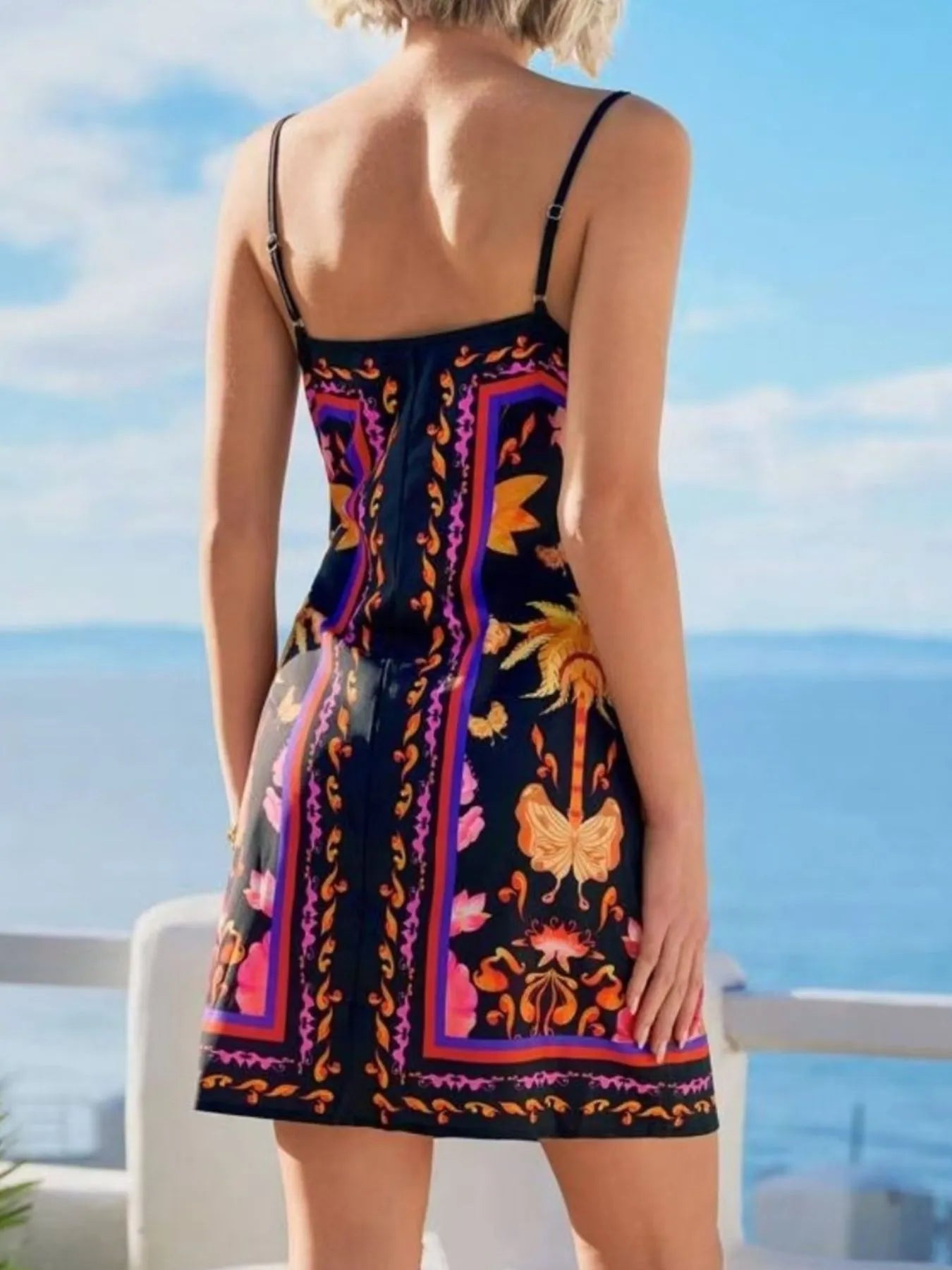 Floral Print Spaghetti Strap Wrap Mini Dress - Flip Flop Dynasty