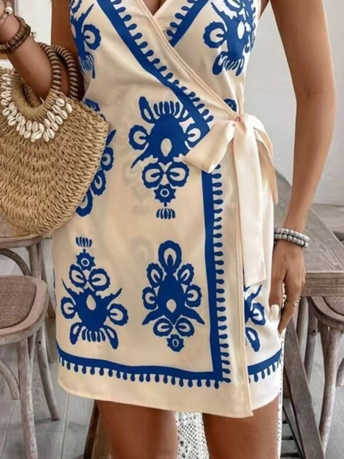 Floral Print Spaghetti Strap Wrap Mini Dress - Flip Flop Dynasty