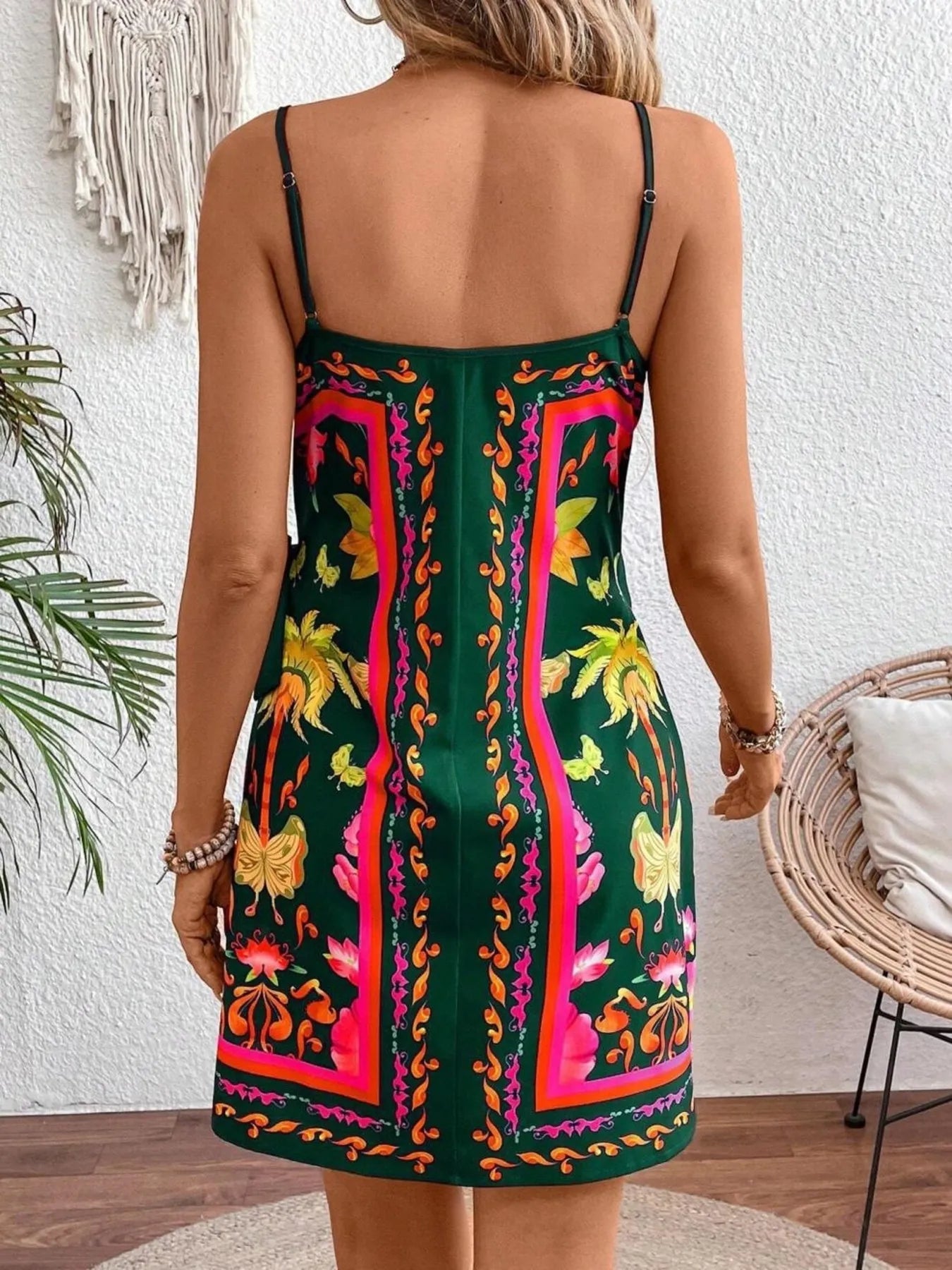 Floral Print Spaghetti Strap Wrap Mini Dress - Flip Flop Dynasty