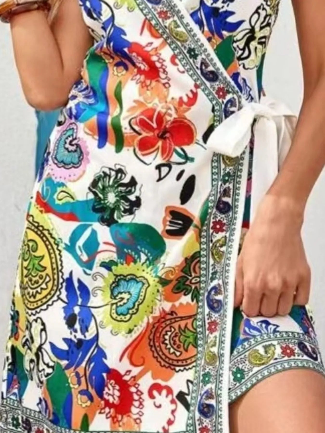 Floral Print Spaghetti Strap Wrap Mini Dress - Flip Flop Dynasty