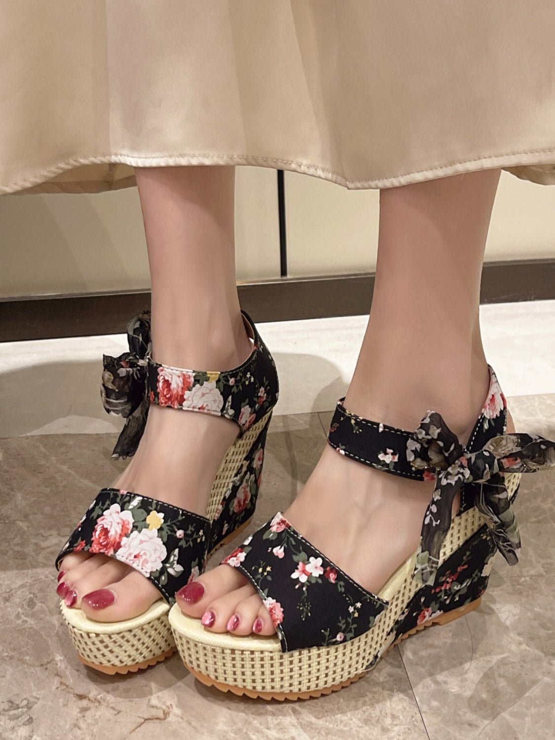 Floral Tied High Heel Sandals - Flip Flop Dynasty