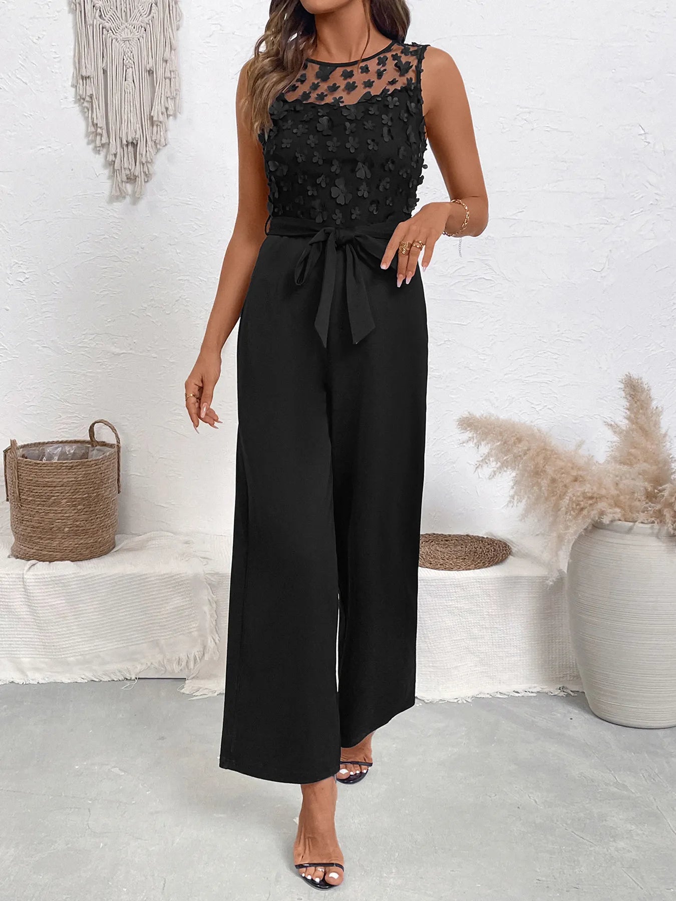 Flower Sleeveless Wide Leg Jumpsuit - Flip Flop Dynasty
