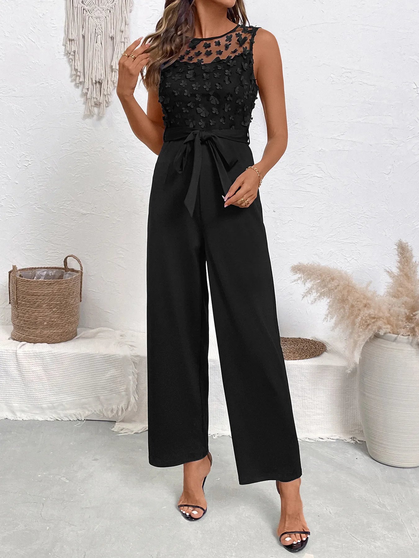 Flower Sleeveless Wide Leg Jumpsuit - Flip Flop Dynasty