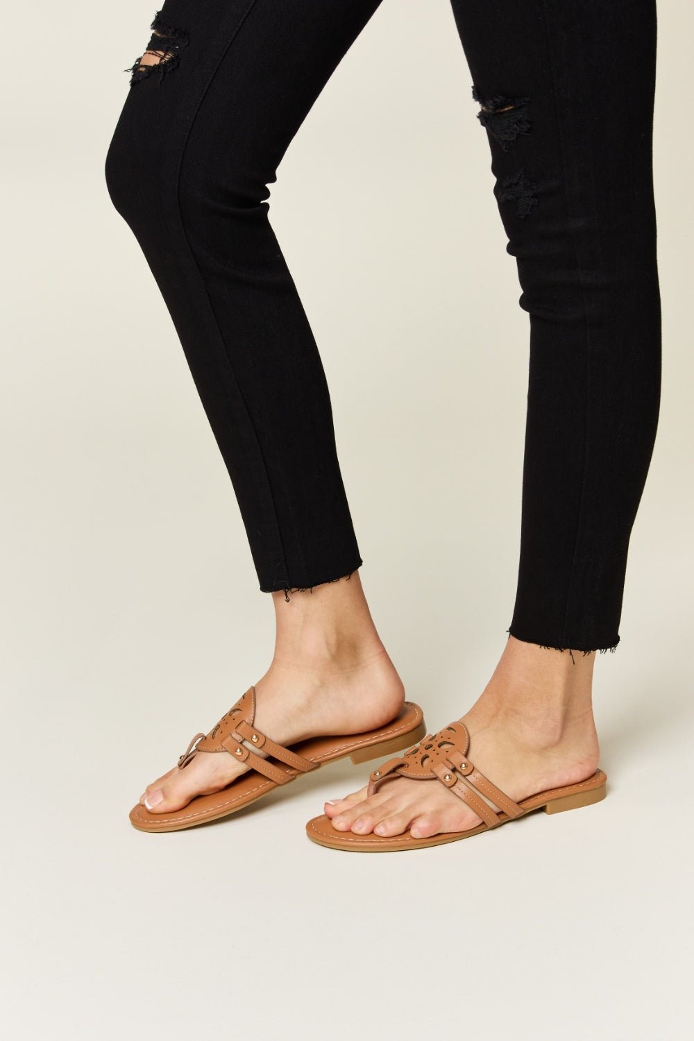 Forever Link Cutout PU Leather Open Toe Sandals - Flip Flop Dynasty