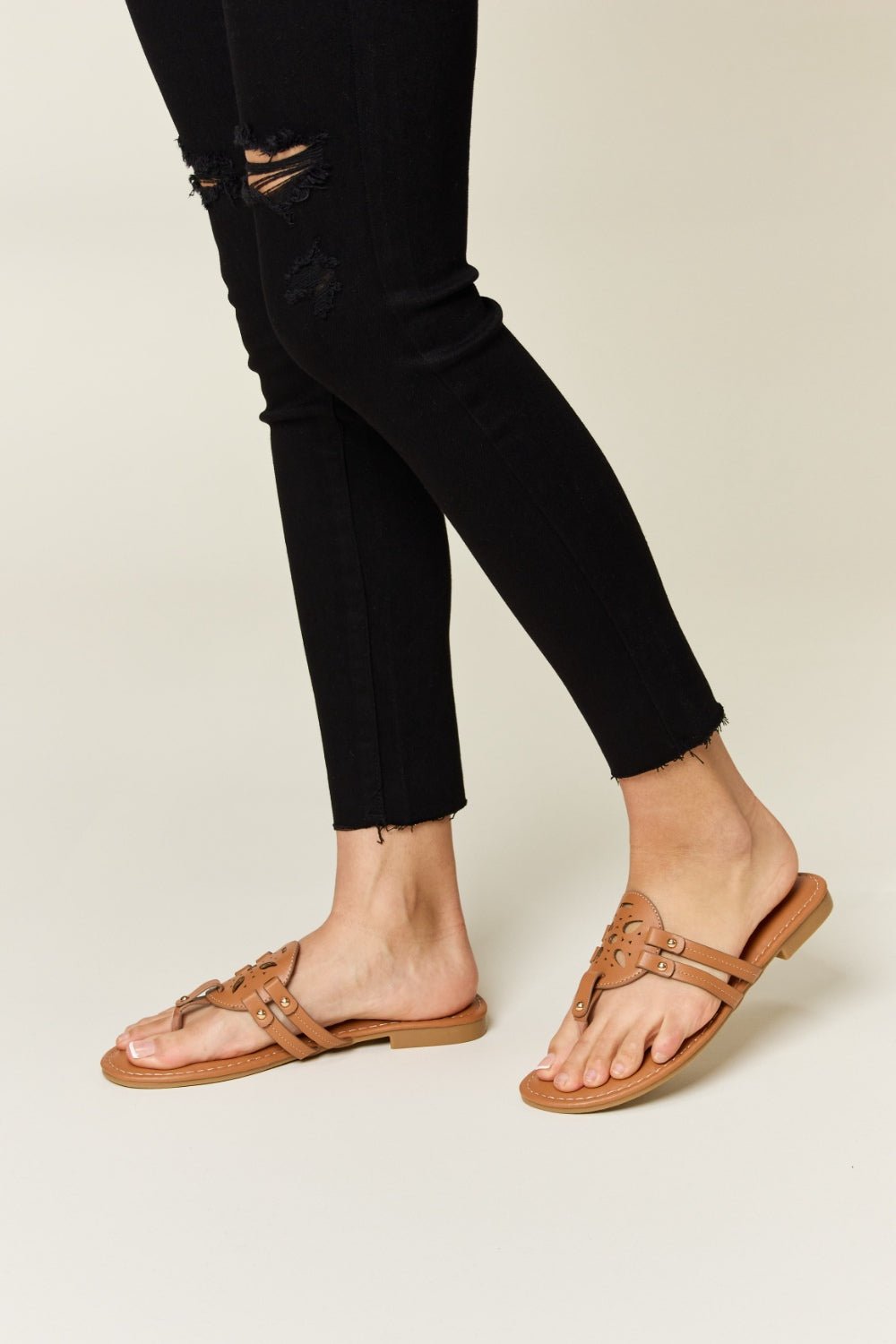 Forever Link Cutout PU Leather Open Toe Sandals - Flip Flop Dynasty
