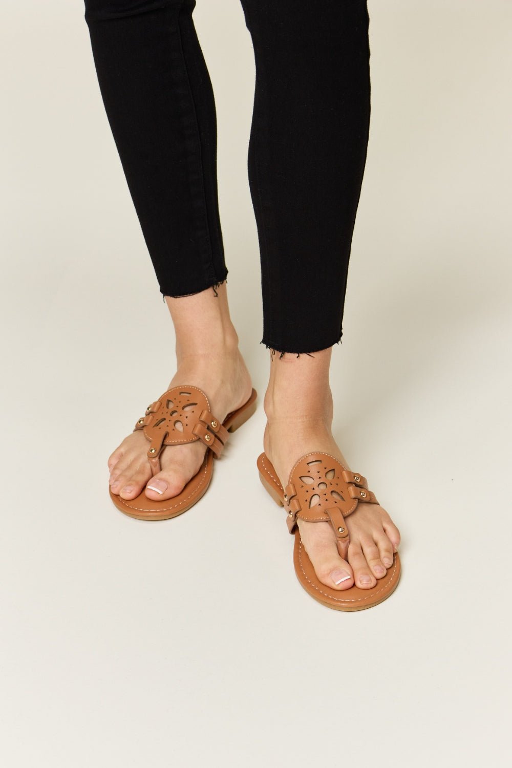 Forever Link Cutout PU Leather Open Toe Sandals - Flip Flop Dynasty