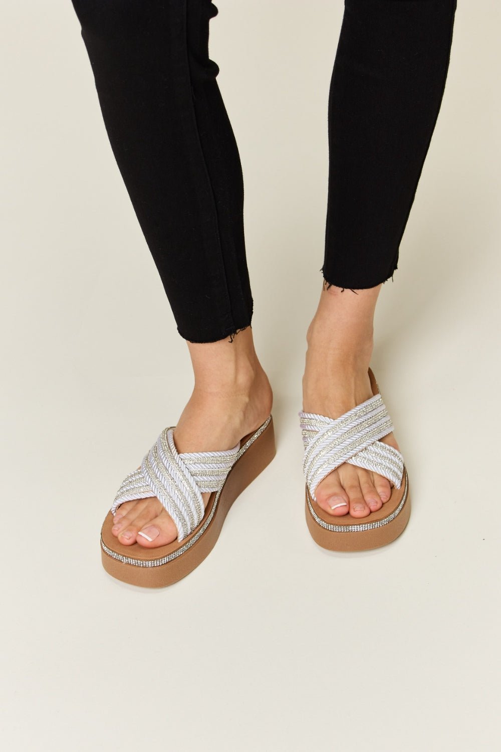 Forever Link Rhinestone Platform Wedge Sandals - Flip Flop Dynasty