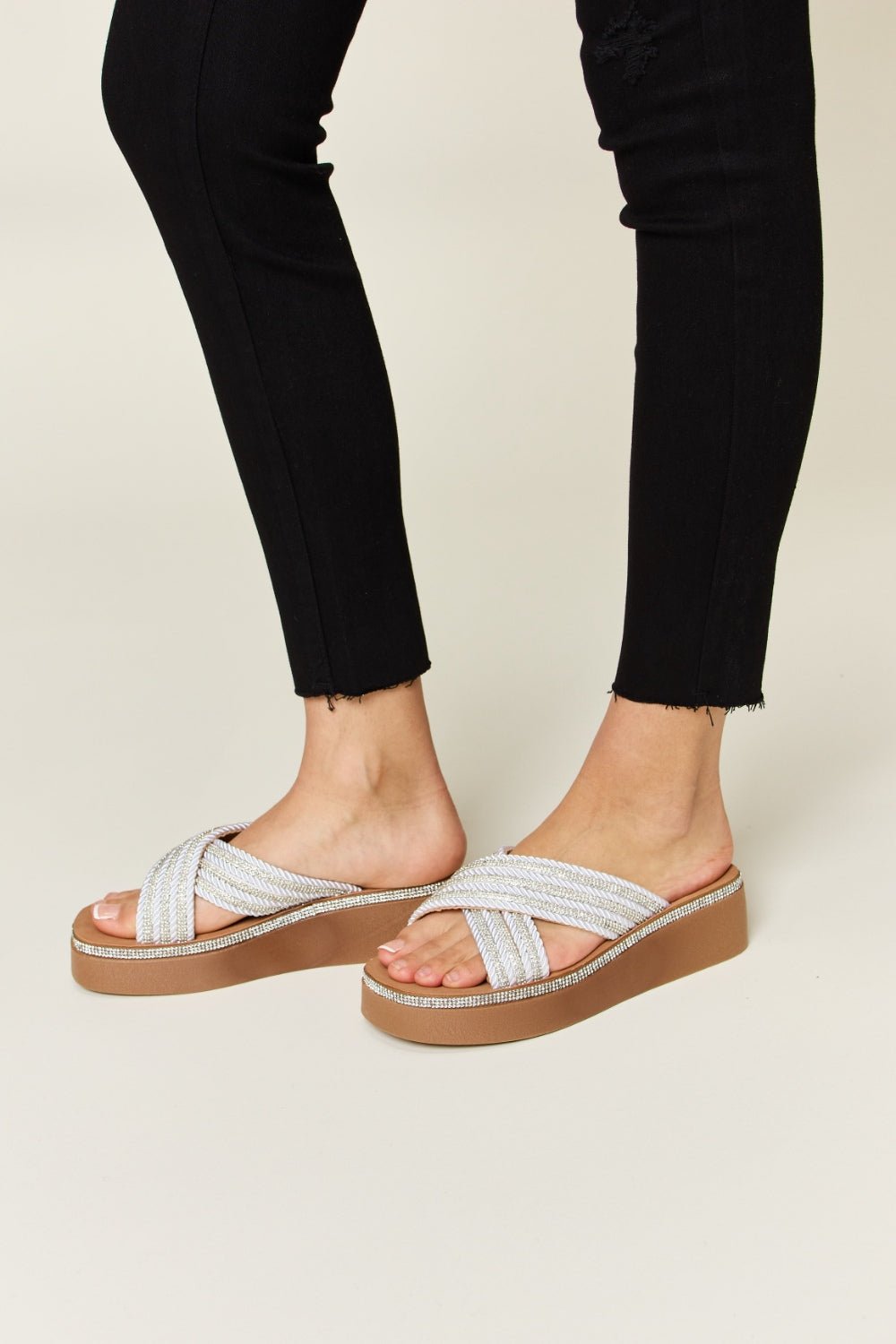 Forever Link Rhinestone Platform Wedge Sandals - Flip Flop Dynasty