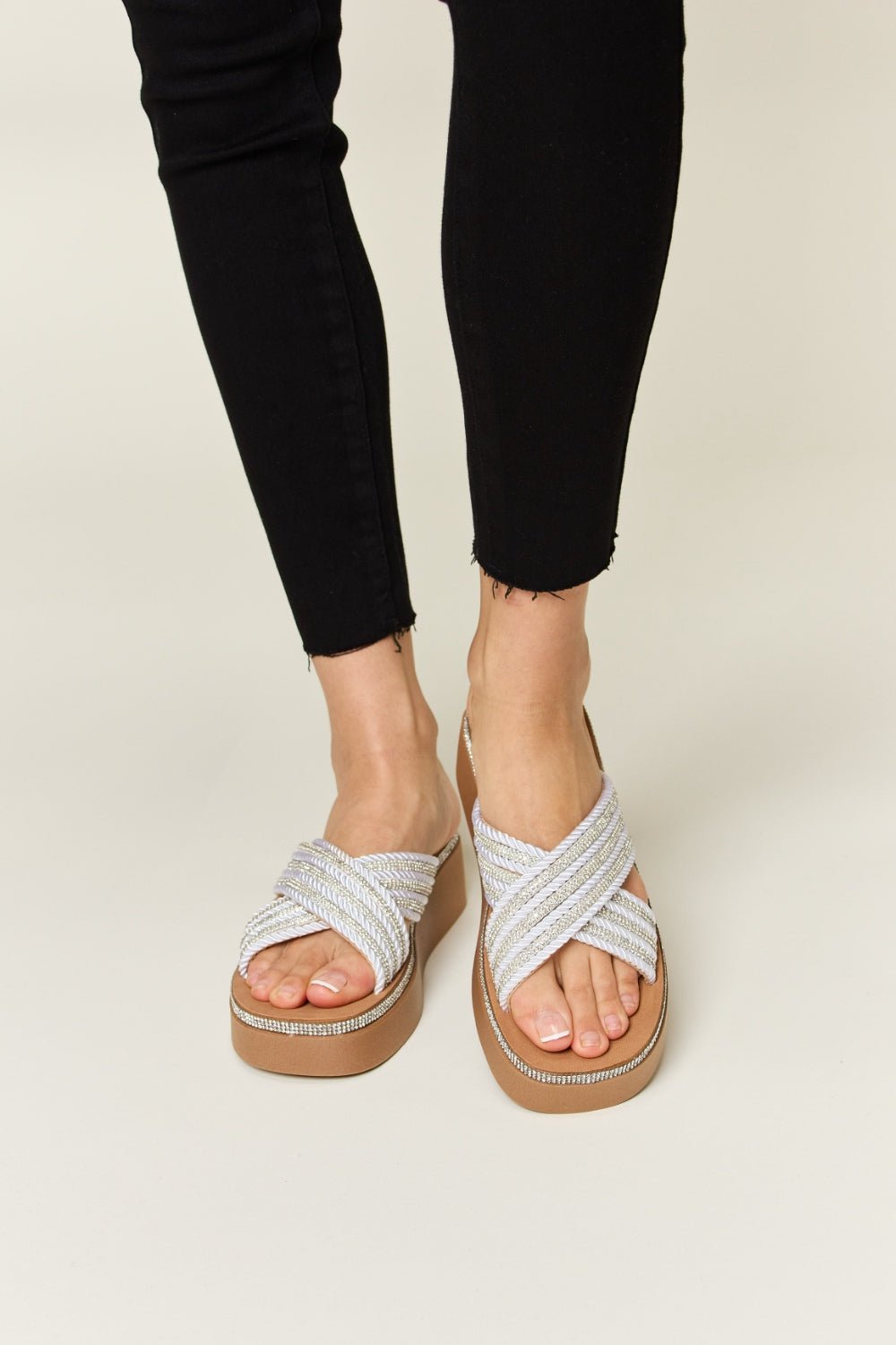 Forever Link Rhinestone Platform Wedge Sandals - Flip Flop Dynasty