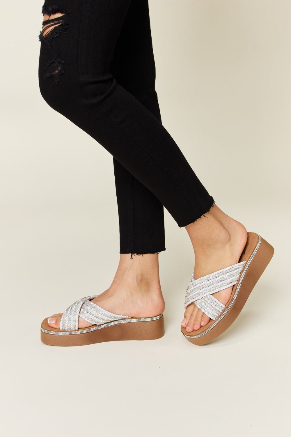 Forever Link Rhinestone Platform Wedge Sandals - Flip Flop Dynasty