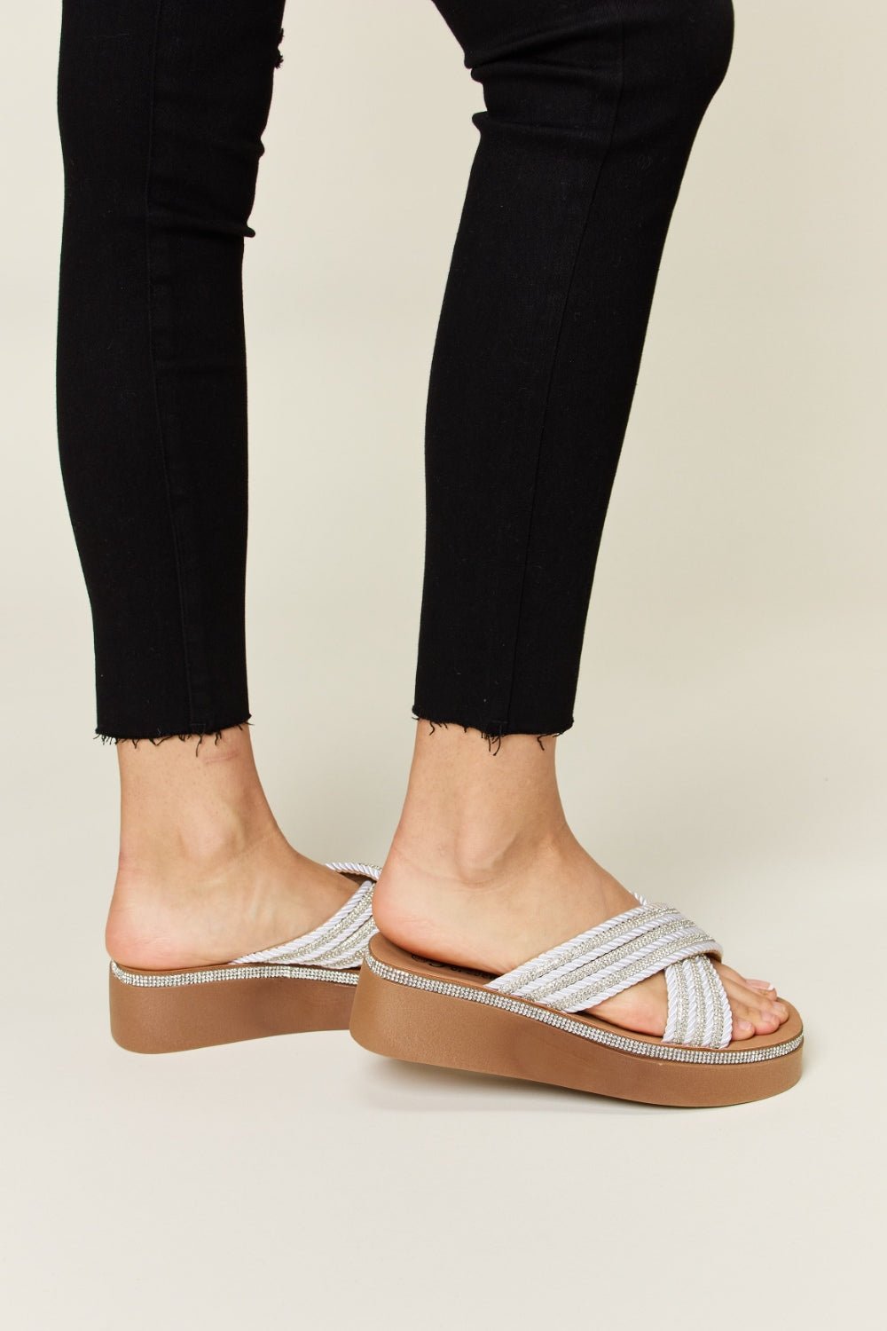 Forever Link Rhinestone Platform Wedge Sandals - Flip Flop Dynasty