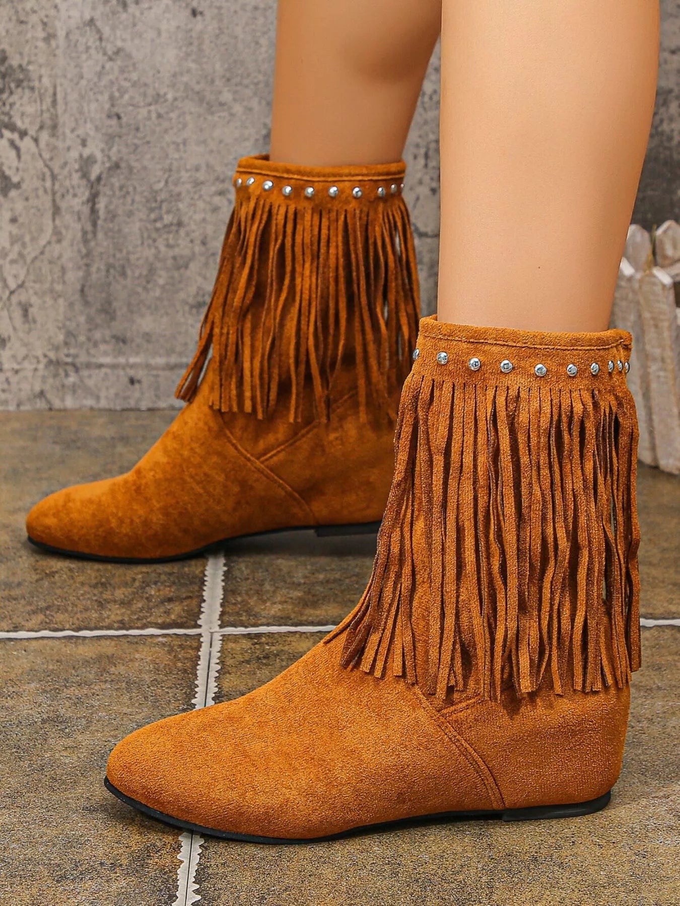 Fringe Boots with Studded Details - Flip Flop Dynasty