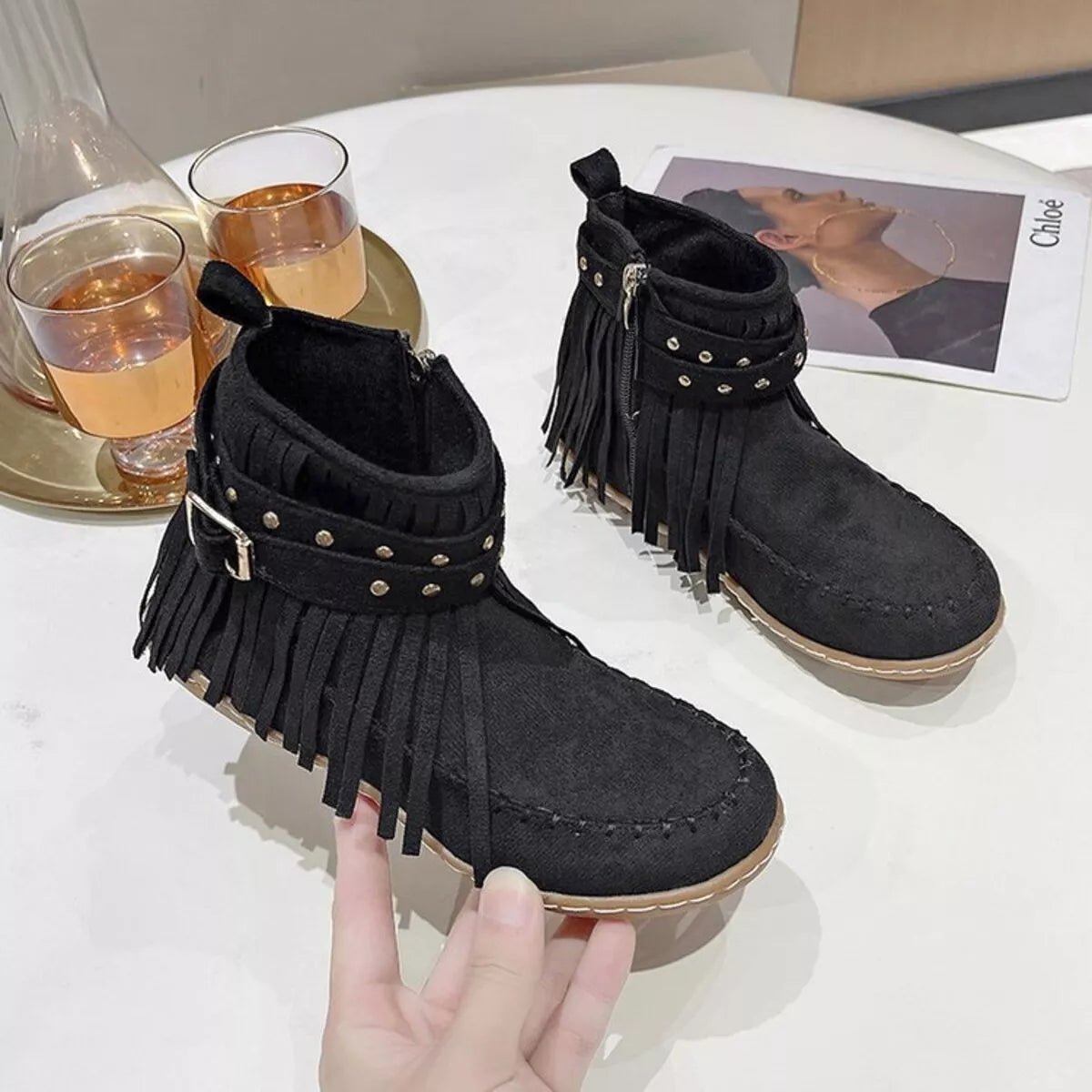 Fringe Round Toe Boots - Flip Flop Dynasty