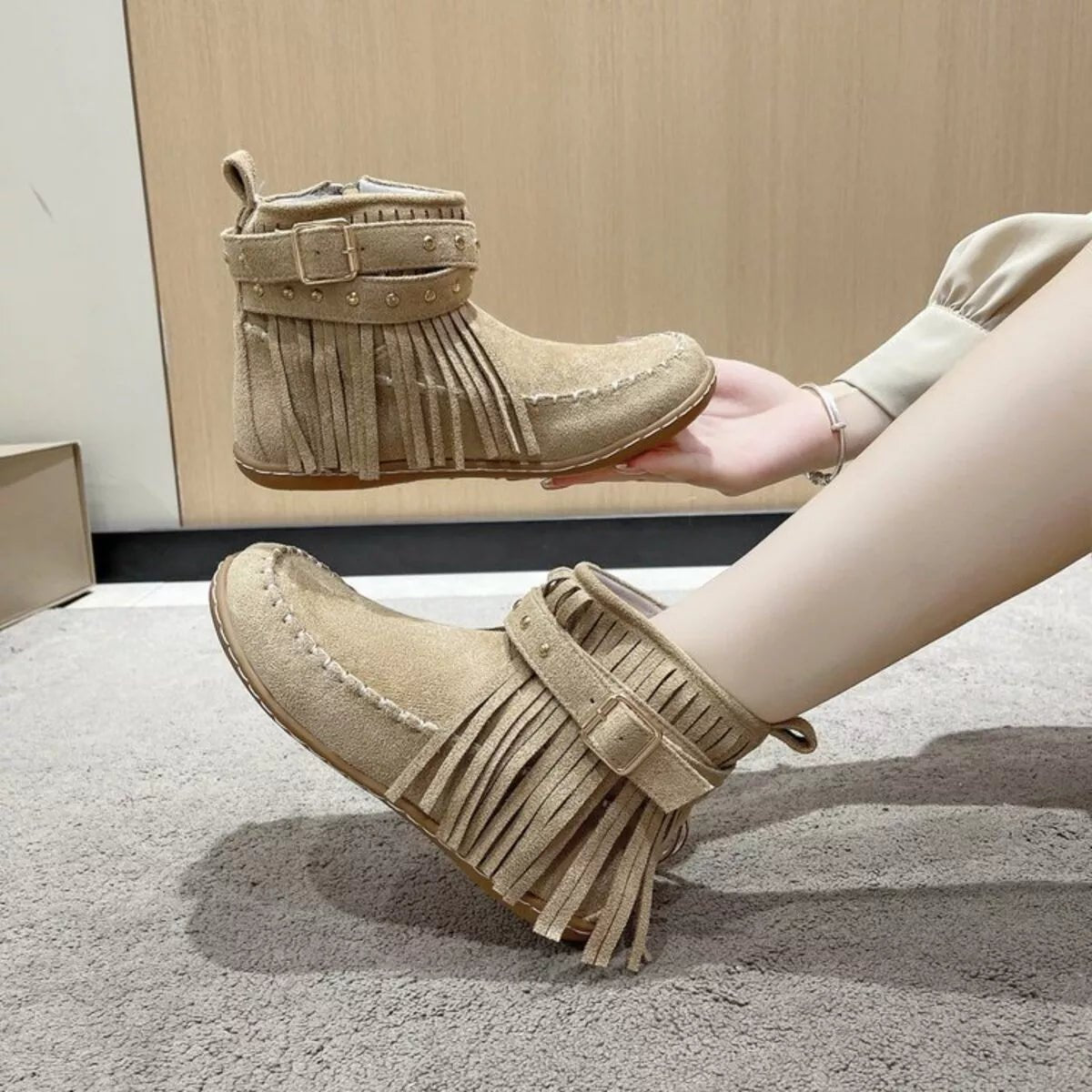Fringe Round Toe Boots - Flip Flop Dynasty