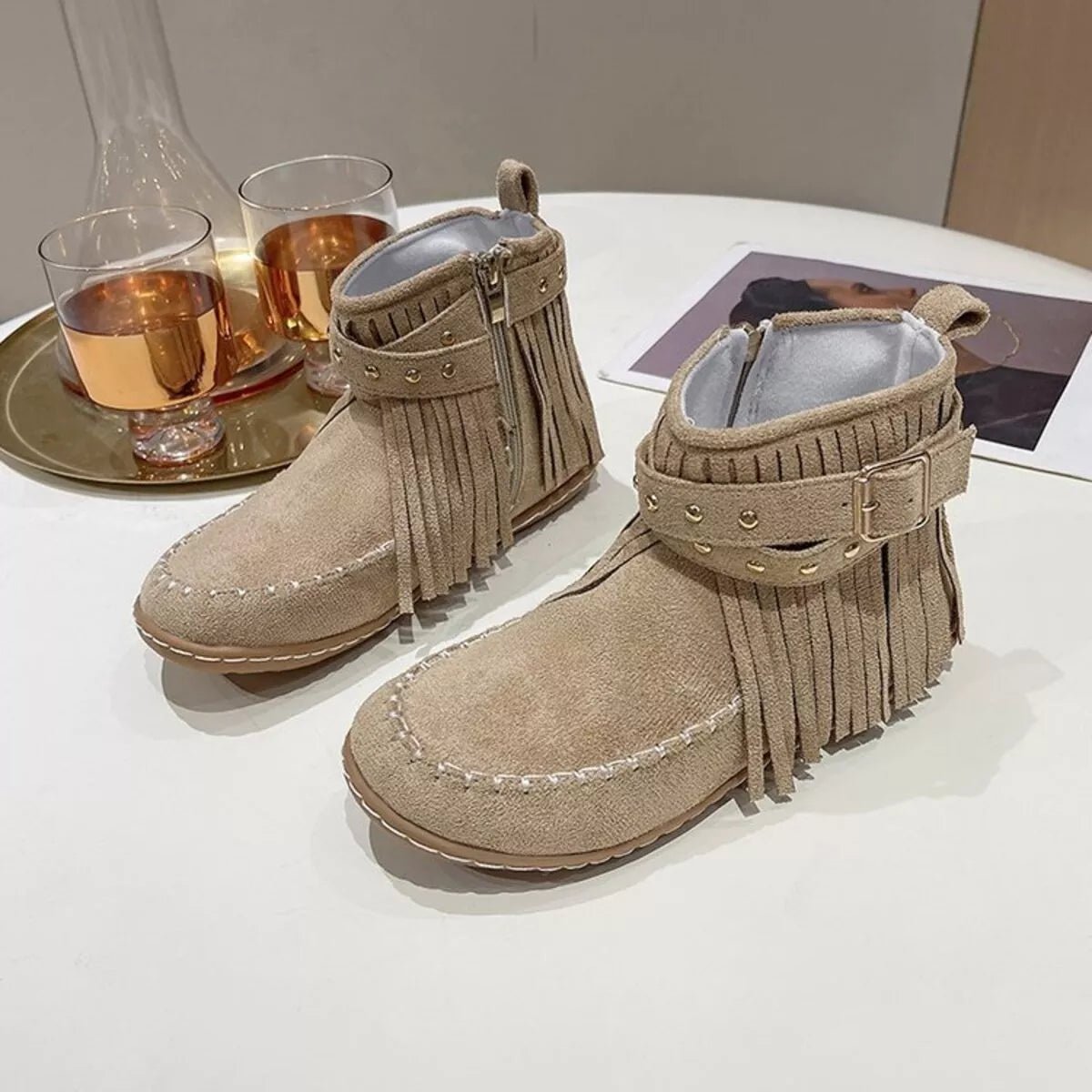 Fringe Round Toe Boots - Flip Flop Dynasty