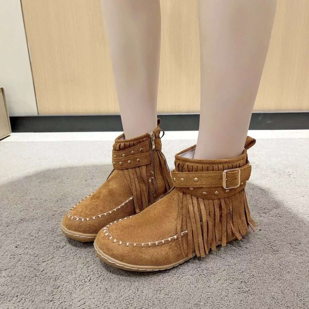 Fringe Round Toe Boots - Flip Flop Dynasty
