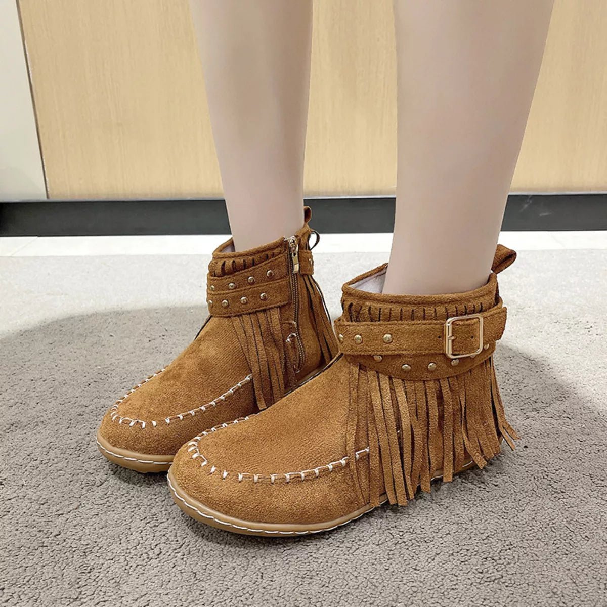 Fringe Round Toe Boots - Flip Flop Dynasty