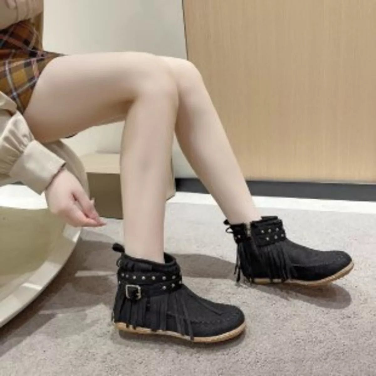 Fringe Round Toe Boots - Flip Flop Dynasty