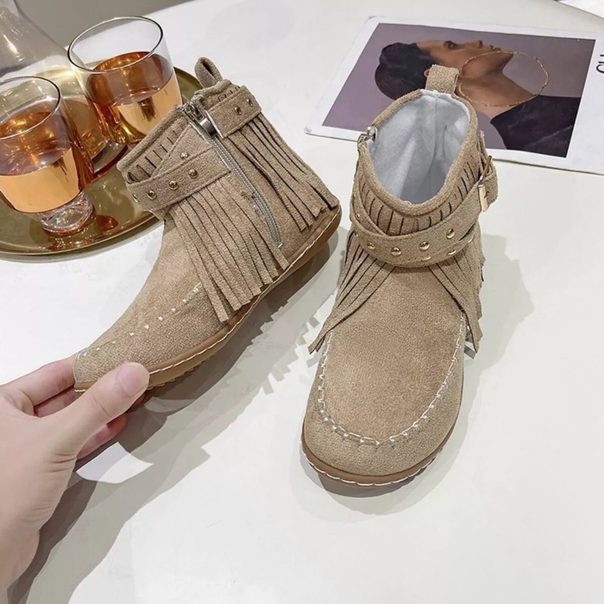 Fringe Round Toe Boots - Flip Flop Dynasty